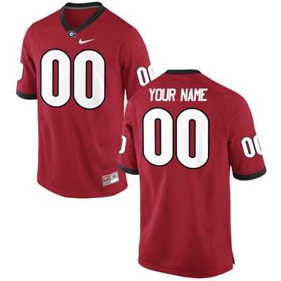 Men%27s Georgia Bulldogs Customized Replica Football Jersey - 2015 Red->customized ncaa jersey->Custom Jersey